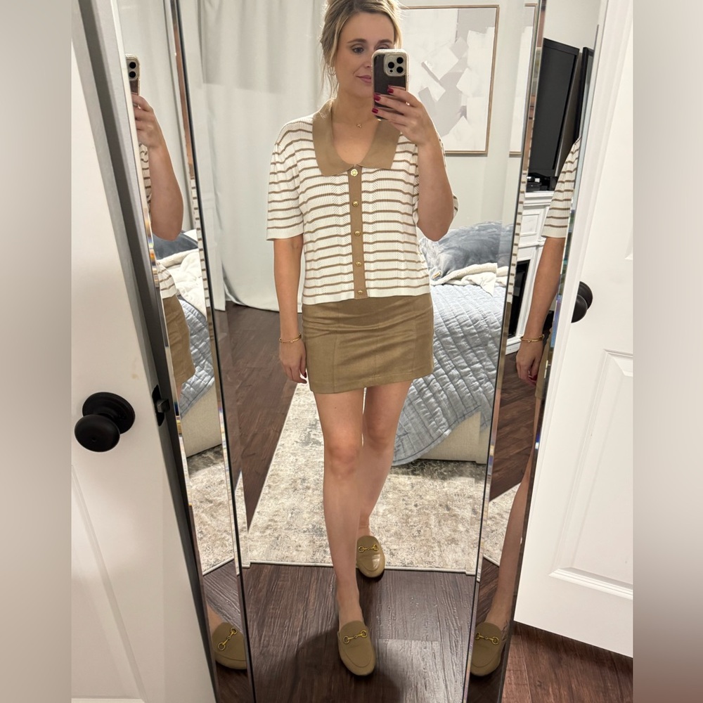 Striped Knit Top with Gold Buttons - Picture 12 of 13